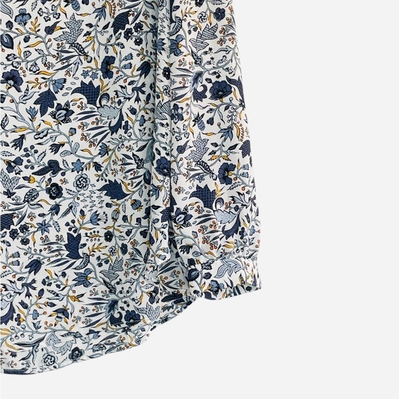 Loft Floral Vine Shirttail Blouse, Blue & Yellow floral top, size L - Picture 6 of 13